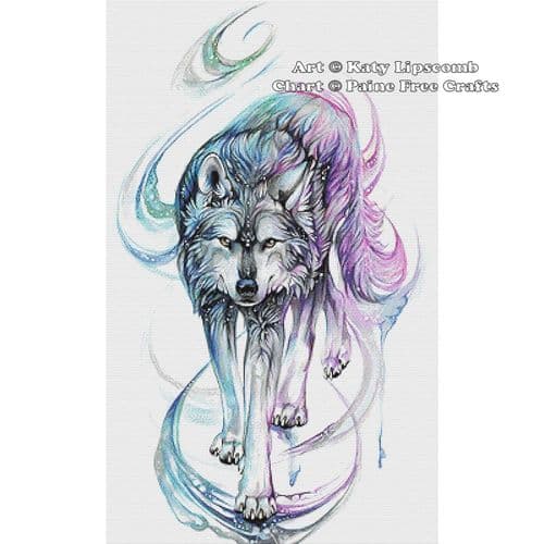 Aurora Wolf by Paine Free Crafts printed cross stitch chart